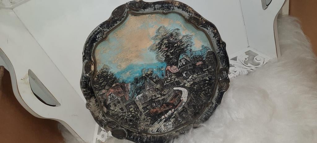 Vintage decoratief reliëf 3D wandbord., Antiek en Kunst, Ophalen of Verzenden