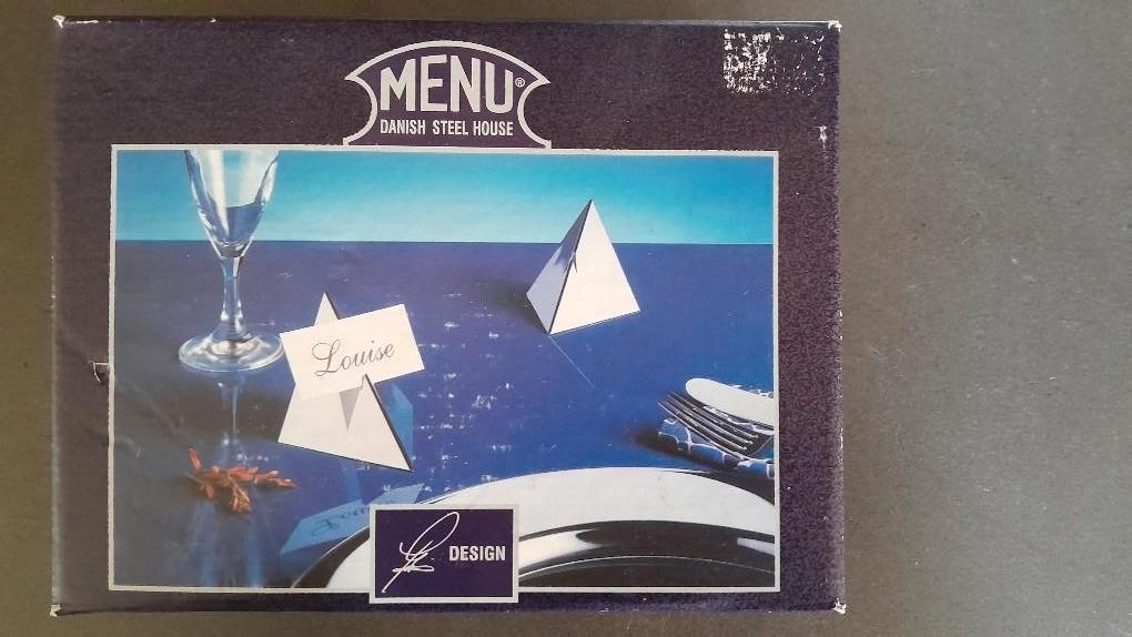 Menu: 4 naamkaart houders, Huis en Inrichting, Overige materialen, Gebruikt, Overige typen, Ophalen of Verzenden