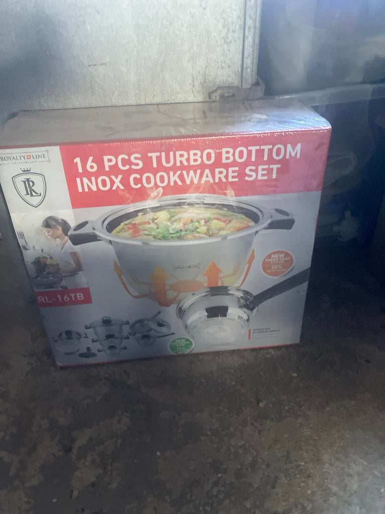 Royalty Line 16-delige pannenset, Ophalen, Nieuw, Rvs, Pannenset