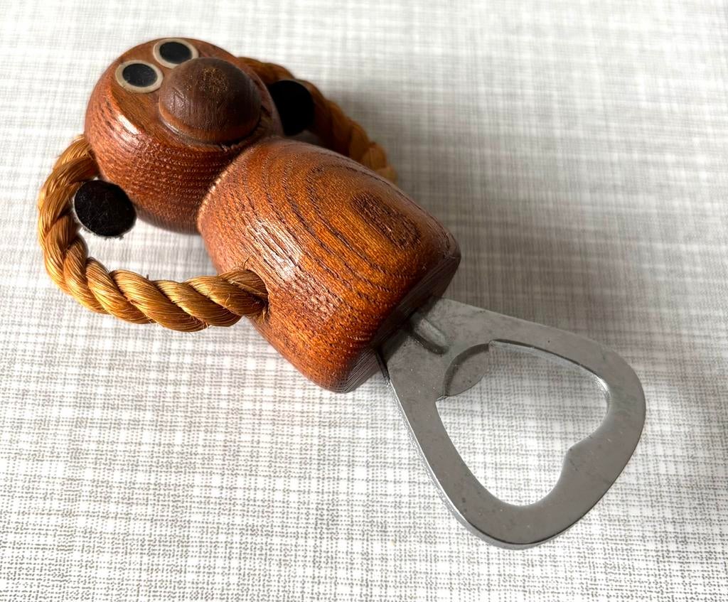 Vintage flesopener aapje, Antiek en Kunst, Ophalen of Verzenden, Hout, Minder dan 20 cm