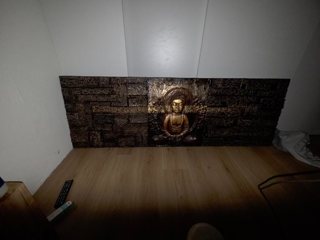 Boeddha wanddecoratie - Goudkleurig reliëf, Ophalen, Gebruikt