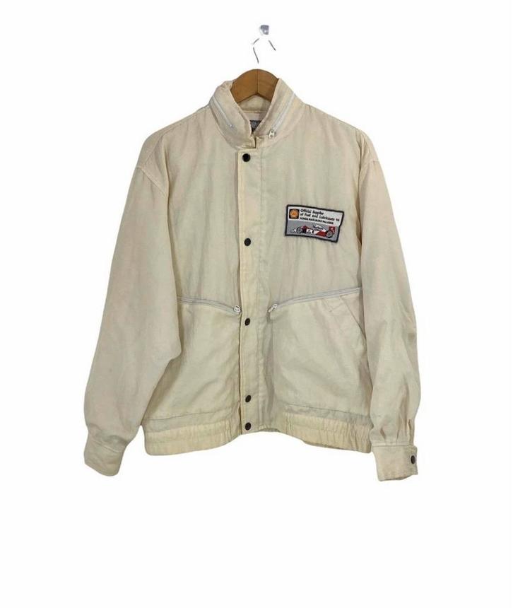 Vintage Shell McLaren Honda F1 Jas - Crème, Kleding | Heren, Jassen | Zomer, Gedragen, Maat 52/54 (L), Beige, Ophalen of Verzenden