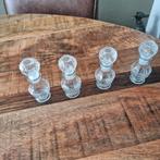 Set van 4 mini glazen flesjes met dop, Ophalen of Verzenden