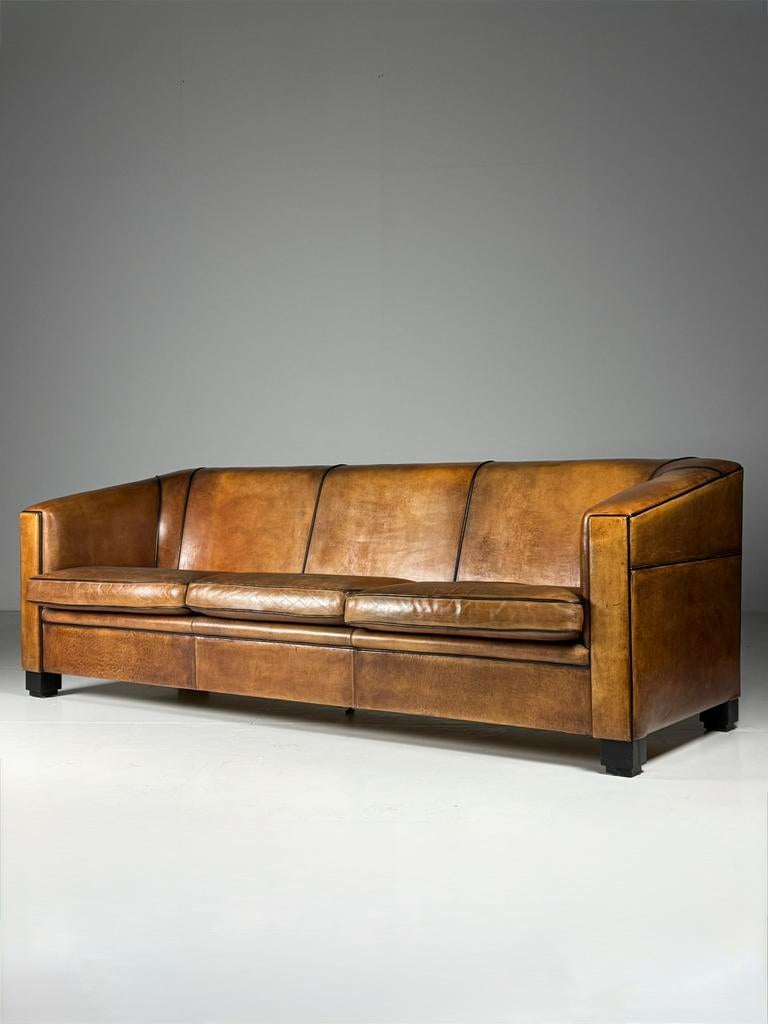 Schapenleren 3 zits bank klassiek Art Deco