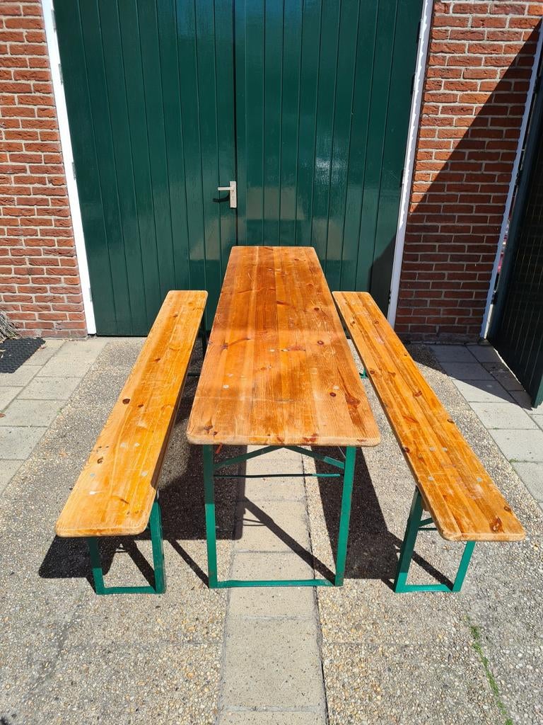 Bierbankset - Biertafel met 2 banken, Tuin en Terras, Picknicktafels, Ophalen, Gebruikt, Inklapbaar, Rechthoekig