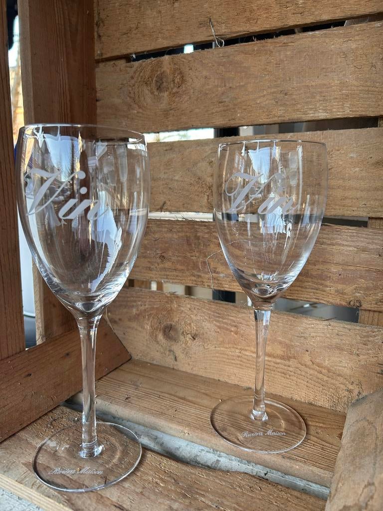 Riviera Maison Wijn Glazen - Set van 2, ., Ophalen of Verzenden, Zo goed als nieuw, .