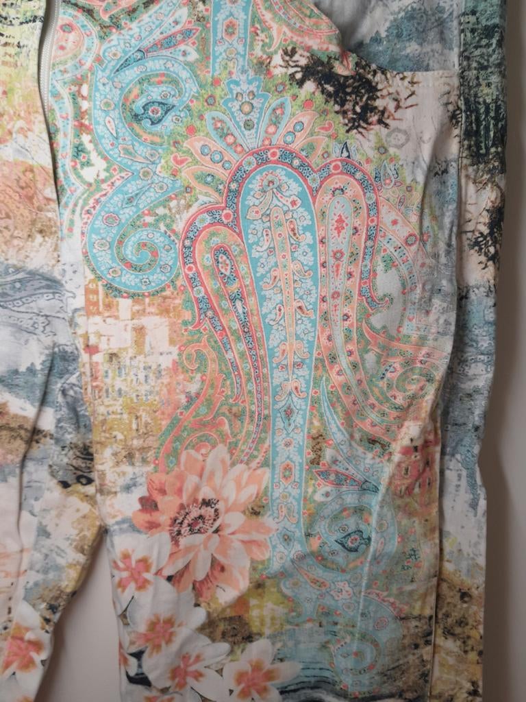 Dunne broek mooie zachte kleuren/print, Kleding | Dames, Spijkerbroeken en Jeans, Ophalen of Verzenden, Gedragen, Overige kleuren