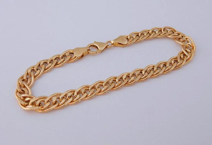 Prachtige 14k Gouden Armband Cuban Gourmetschakel, Sieraden, Tassen en Uiterlijk, Armbanden, Nieuw, Goud, Goud, Verzenden