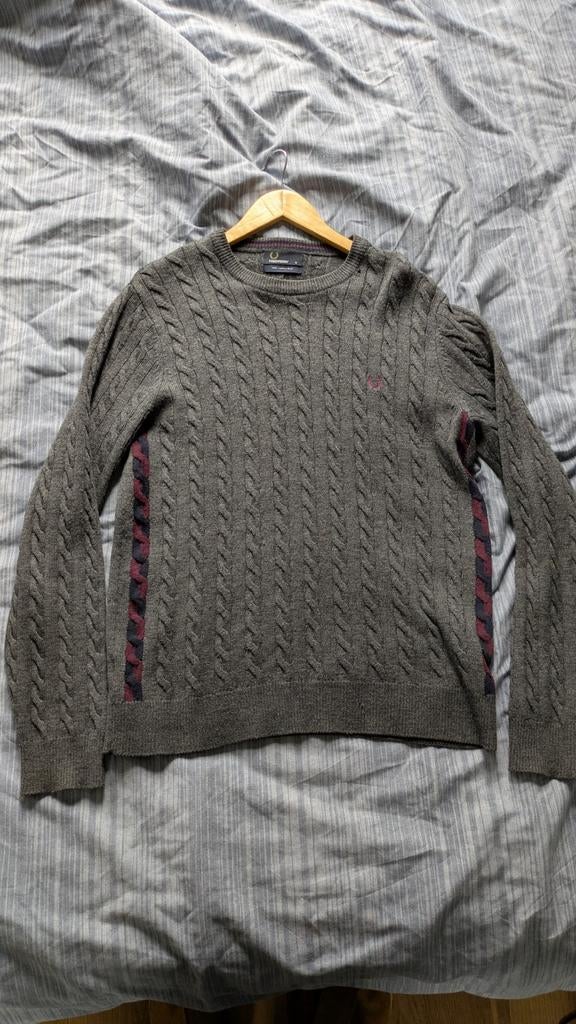 Fred Perry lamswollen jumper heren medium, Ophalen of Verzenden, Zo goed als nieuw, Maat 48/50 (M), Grijs