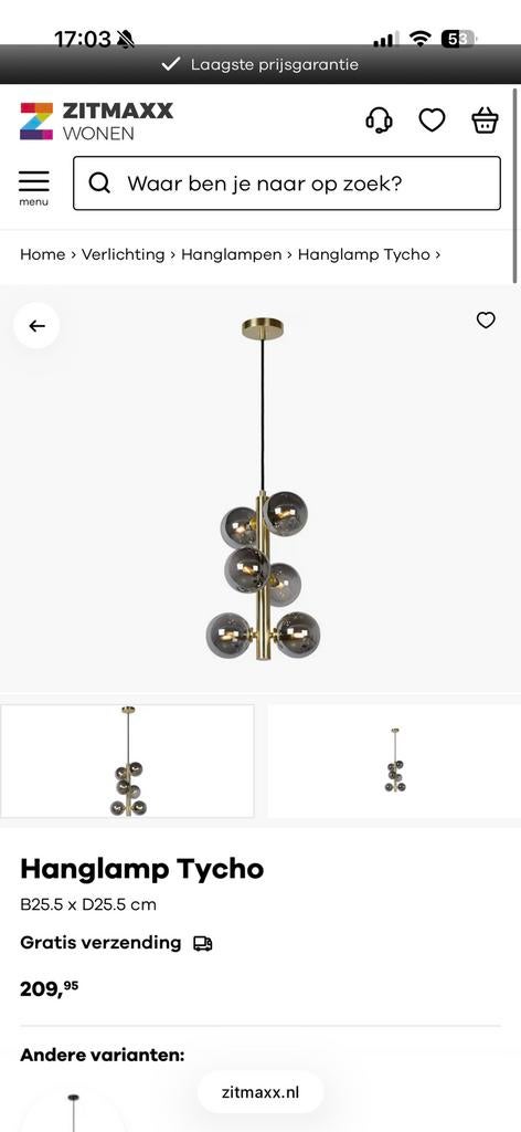 Lucide Tycho hanglamp, hotel chique goud, Ophalen, Zo goed als nieuw, Glas, Hotel chique