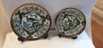 2 Japanse Sierborden met pauwen, 17 cm en 19 cm diameter, Ophalen of Verzenden