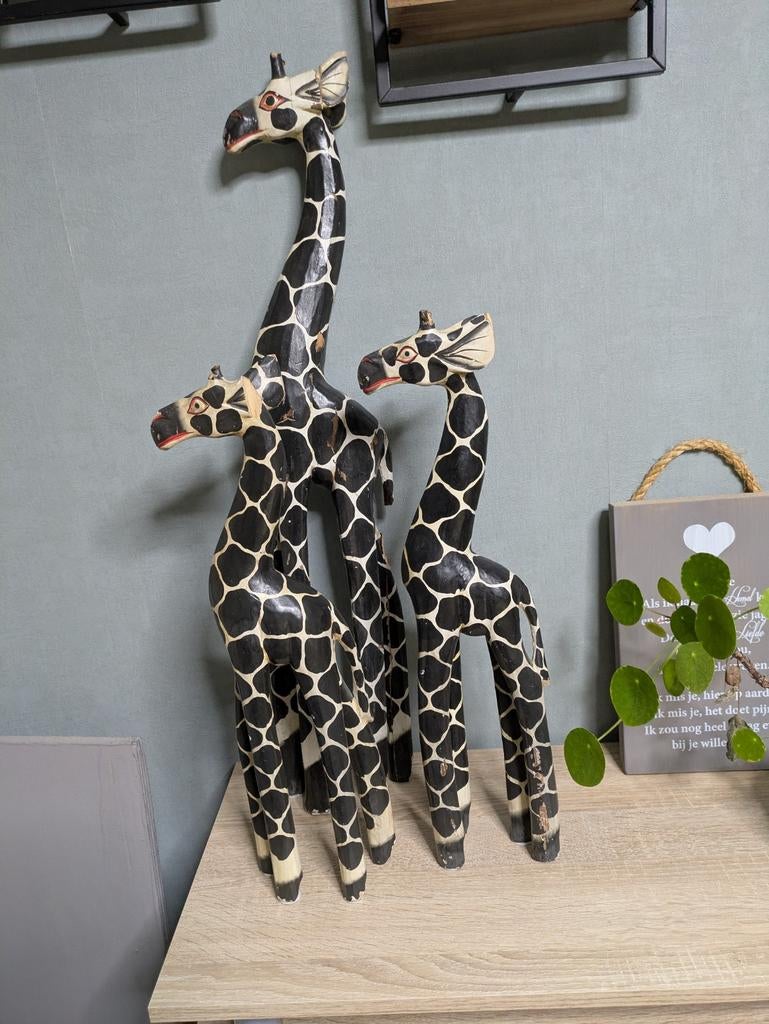 Leuke oude giraffen set - decoratie, Huis en Inrichting, Ophalen of Verzenden, Gebruikt