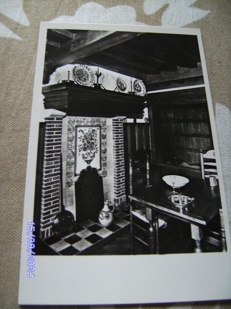 Leiden Regentenkamer vh St Anna Hof schouw tegeltableau 1957, Verzamelen, Ansichtkaarten | Nederland, Ophalen of Verzenden, 1940 tot 1960