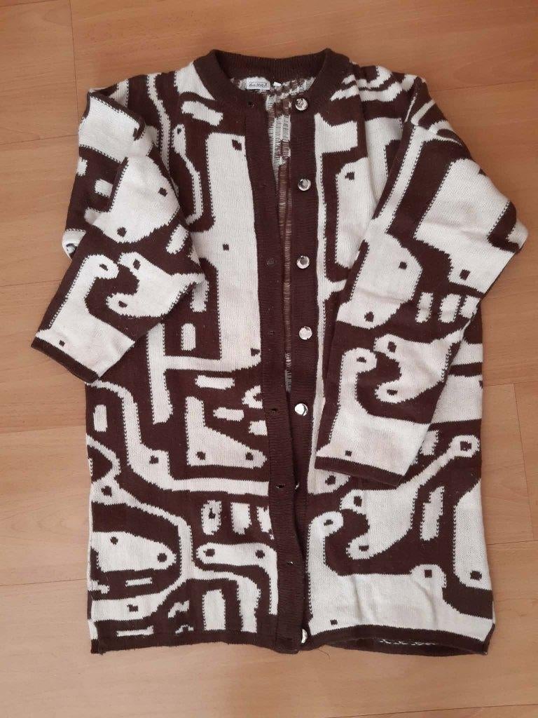 angora wol vest bruin met gebroken wit medium nieuwstaat, Ophalen, Zo goed als nieuw, Maat 38/40 (M), Bruin