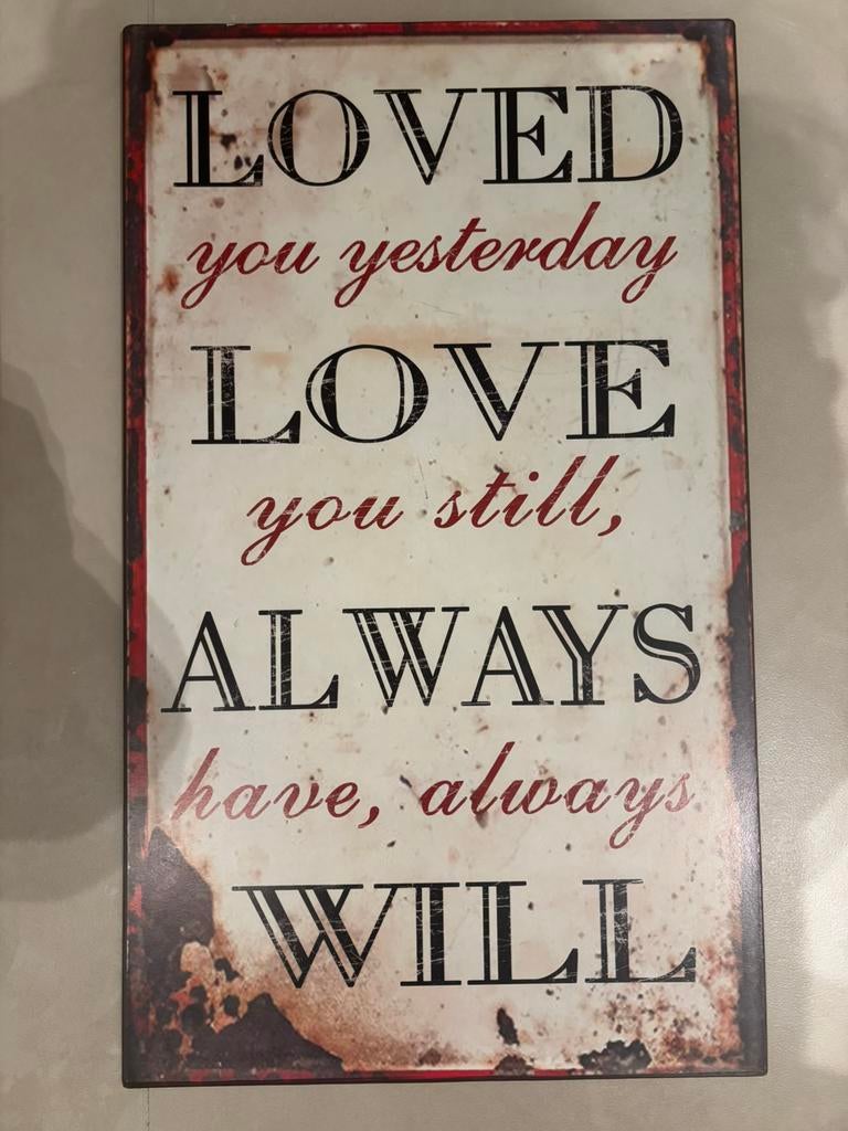 Bord love interieur cado tekst, Ophalen, Zo goed als nieuw