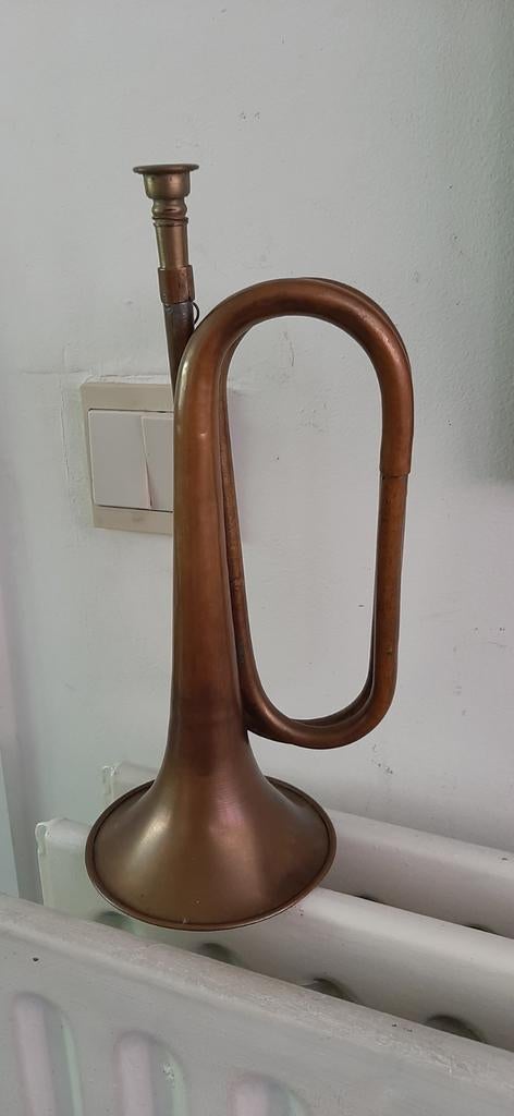 vintage koperen signaalhoorn,, Muziek en Instrumenten, Blaasinstrumenten | Hoorns, Ophalen of Verzenden, Gebruikt