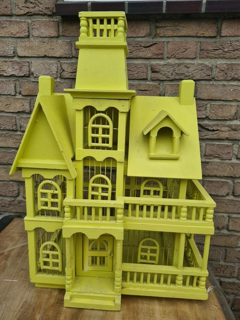 Antieke houten vogelkooi, Ophalen of Verzenden