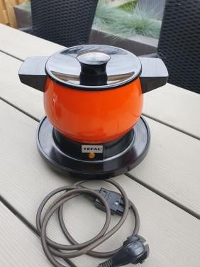 Prachtige oranje vintage fondue of tafelpan van Tefal, Ophalen of Verzenden, Zo goed als nieuw, Elektrisch, Fondueset