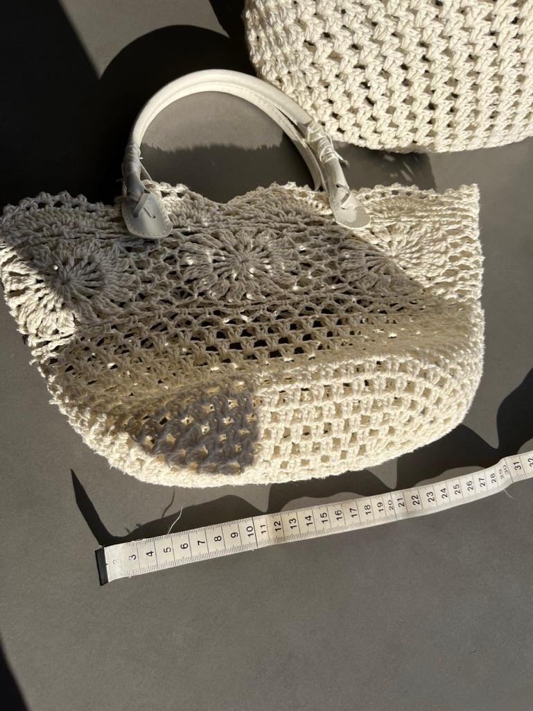 Witte gehaakte mini boodschappentas, 35b x 20h, Verzenden, Nieuw, Wit, Shopper