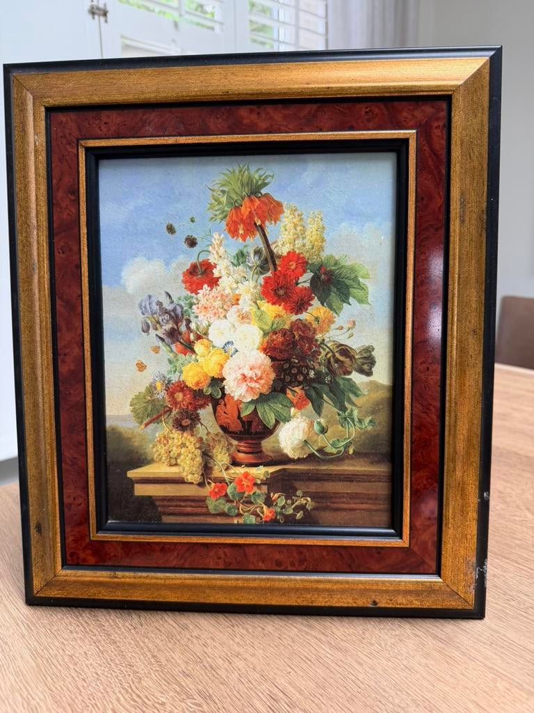 Frans schilderijtje met bloem, Antiek en Kunst, Ophalen of Verzenden
