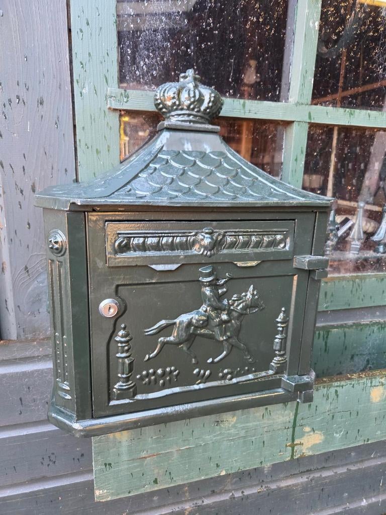 Nostalgische wandbrievenbus met Paard, klassiek, aluminium, Tuin en Terras, Brievenbussen, Ophalen, Gebruikt, Aluminium, Wandbrievenbus