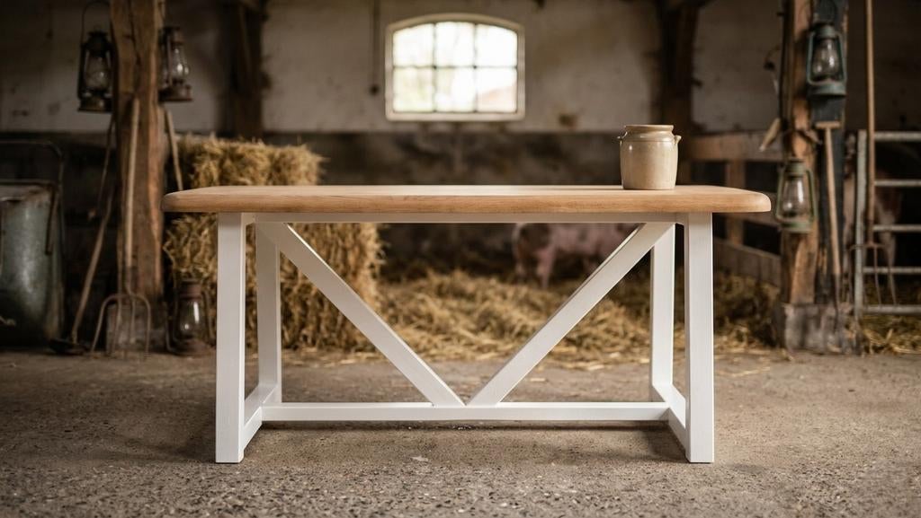 Landelijke eiken boeren eettafel, Huis en Inrichting, Boeren landelijk, Eikenhout, Nieuw, Vijf personen of meer