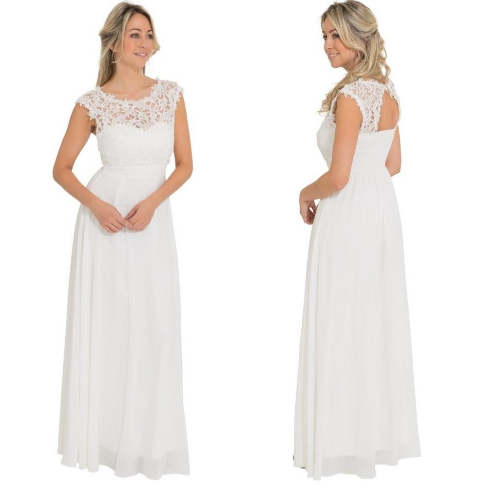 Trouwjurk Witte japon jurk, Ophalen of Verzenden, Zo goed als nieuw, Wit, Trouwjurk