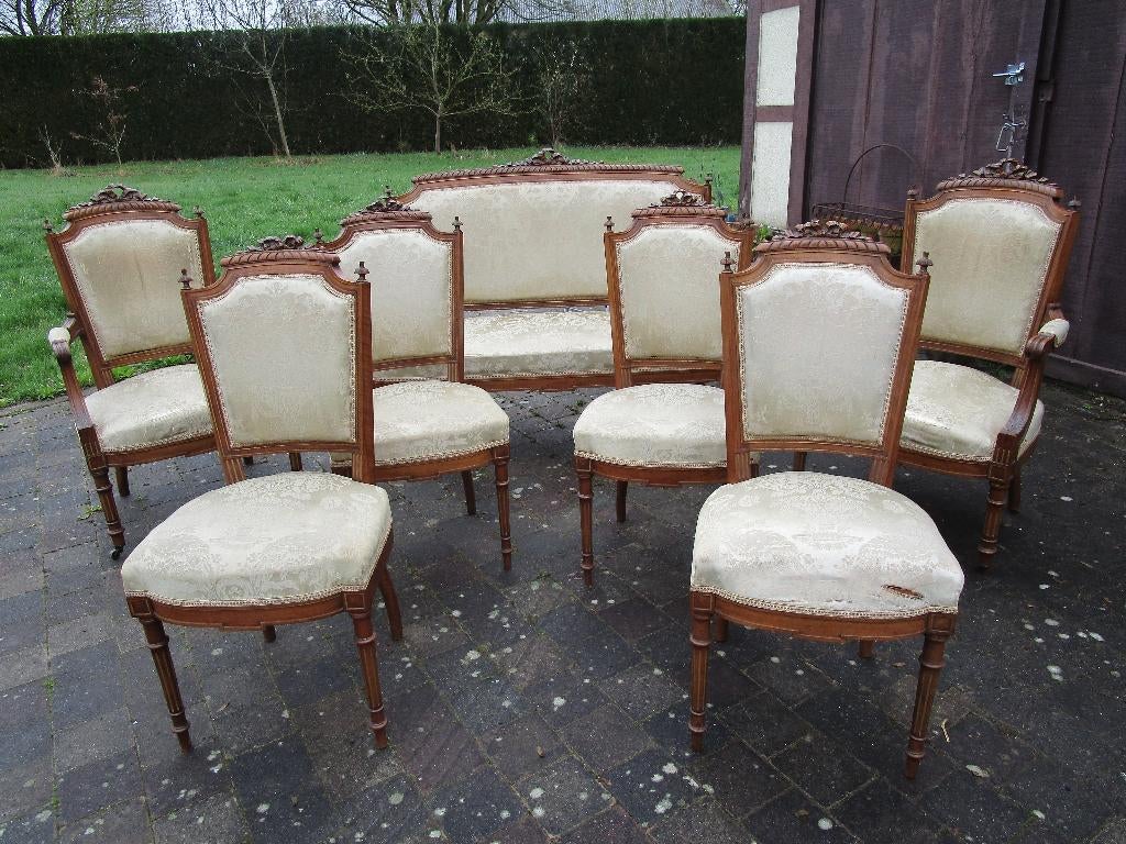 salon Louis XVI stijl 7 stuks, Antiek en Kunst, Antiek | Meubels | Stoelen en Banken, Ophalen
