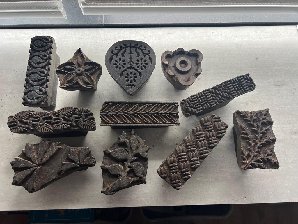 Indiase batik stempel India groot formaat prijs per stuk, Verburgt Vintage, Houten stempel, Nieuw, Ophalen of Verzenden