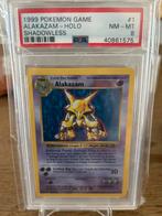 1999 Base Set Alakazam Holo Shadowless PSA 8 Pokémon Kaart, Ophalen of Verzenden, Zo goed als nieuw, Losse kaart, Foil