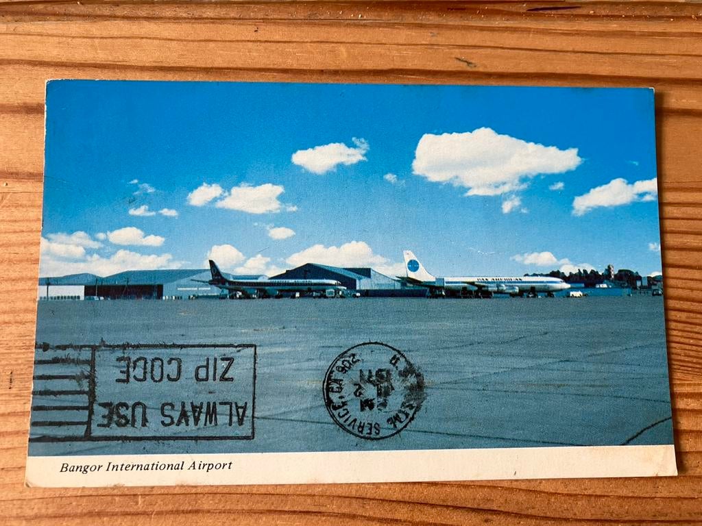 Ansichtkaart Amerika, luchthaven Bangor Maine airport, Ophalen of Verzenden, Zo goed als nieuw, Kaart, Foto of Prent