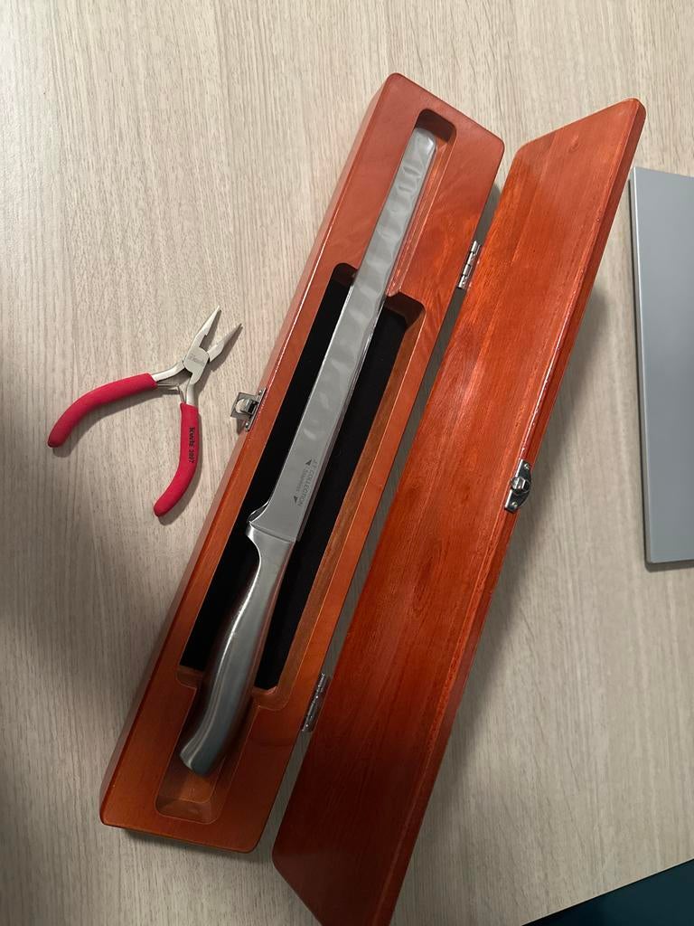 J.T. Collection RVS mes vis fileer  in Houten Kist, Ophalen of Verzenden, Nieuw, Rvs of Chroom, Los bestek