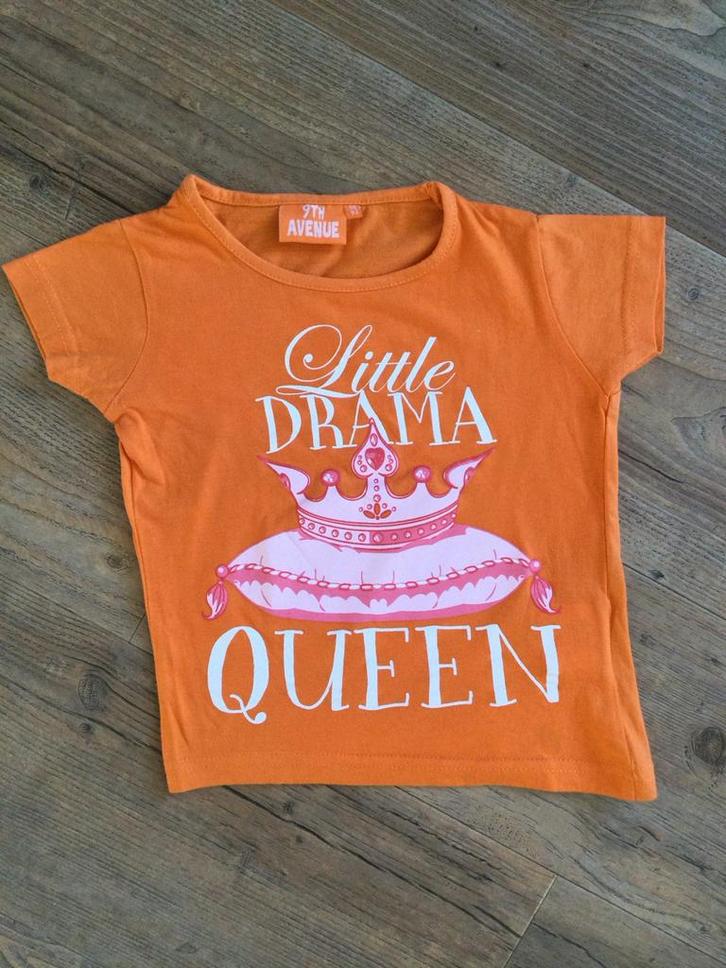 Meisjes Koningsdag T-shirt Maat 86/92 - Oranje met Kroon, Kinderen en Baby's, Babykleding | Maat 86, Zo goed als nieuw, Meisje