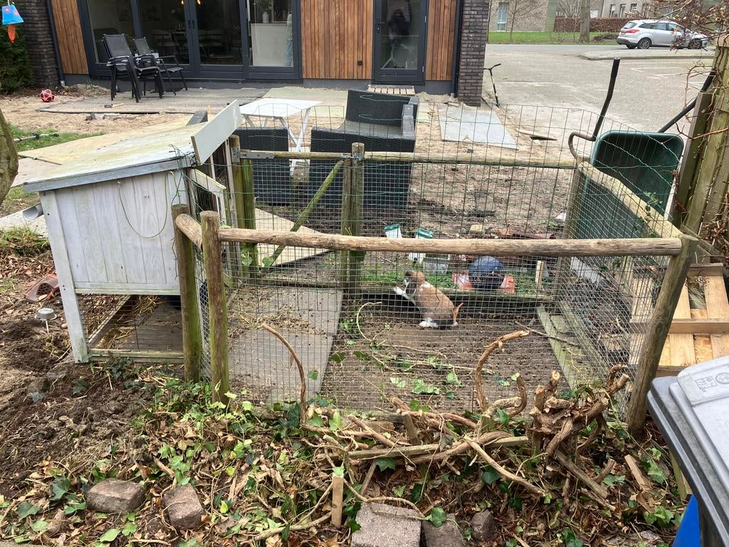 Konijnen hok en ren, Dieren en Toebehoren, Knaagdieren en Konijnen | Hokken en Kooien, Ophalen, 110 cm of meer, Zo goed als nieuw
