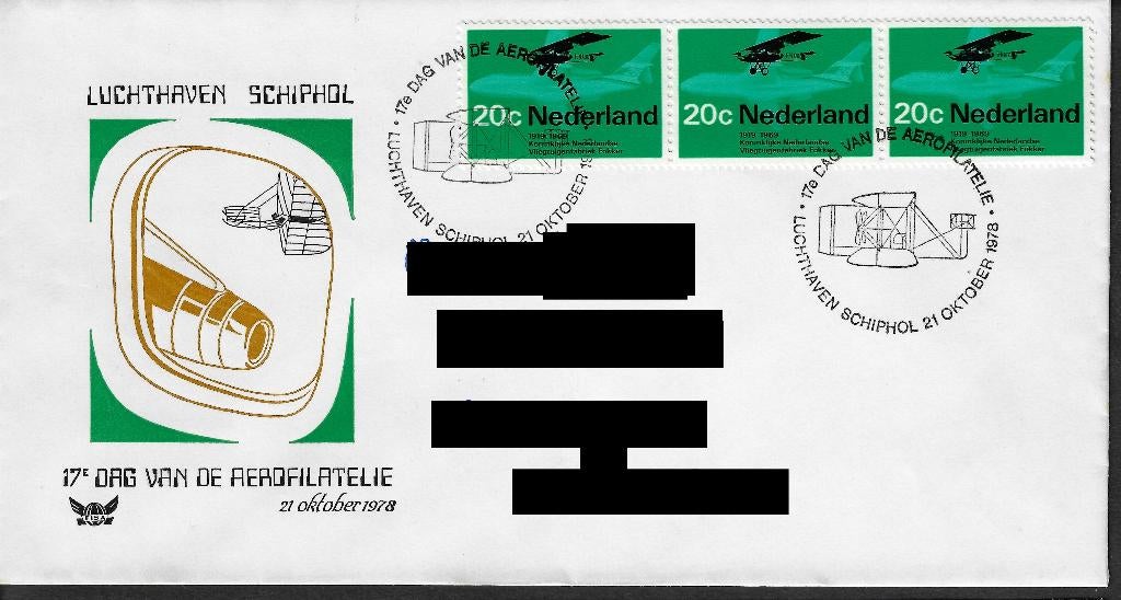 H-5 Schiphol - Dag van de Aerofilatelie 1978 e, Postzegels en Munten, Brieven en Enveloppen | Nederland, Ophalen, Envelop