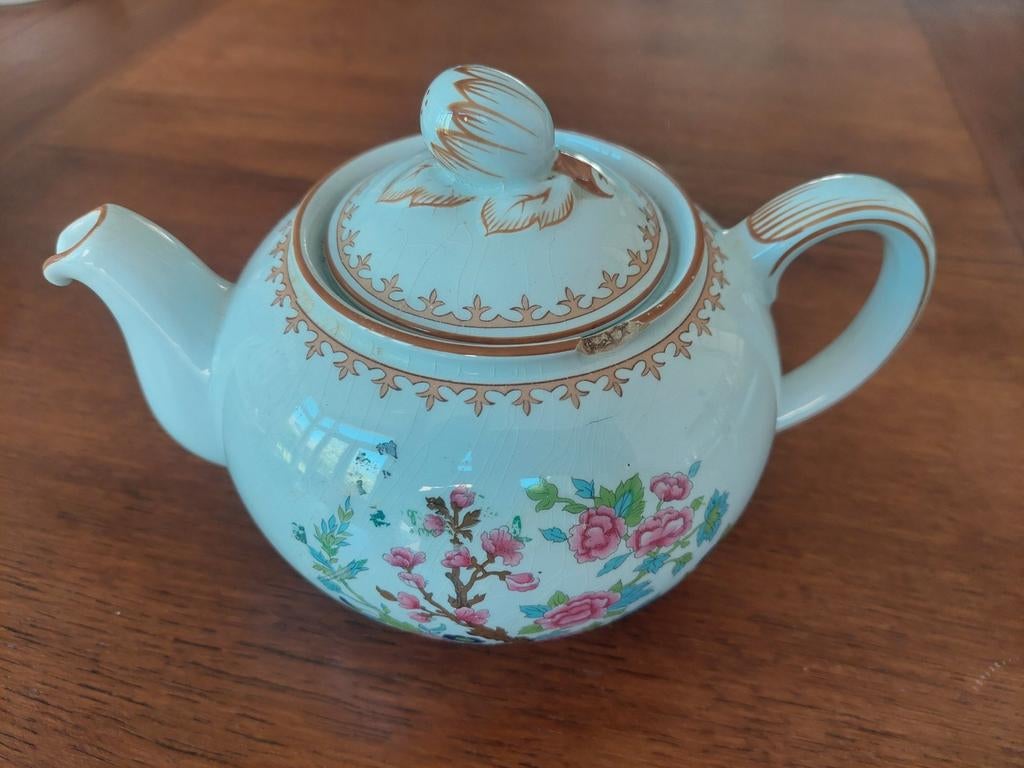 Antieke Rörstrand Theepot met Bloemen en Craquelé, Ophalen