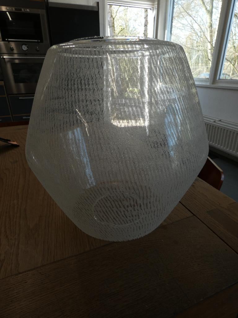 Vintage jaren 60 hanglamp, Huis en Inrichting, Lampen | Hanglampen, Gebruikt, Minder dan 50 cm, Glas, Ophalen