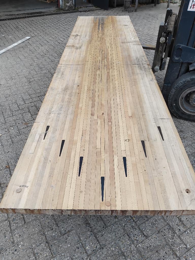 Tafelblad Bowlingbaan, Huis en Inrichting, Tafels | Eettafels, Ophalen, Overige materialen, Gebruikt, 200 cm of meer