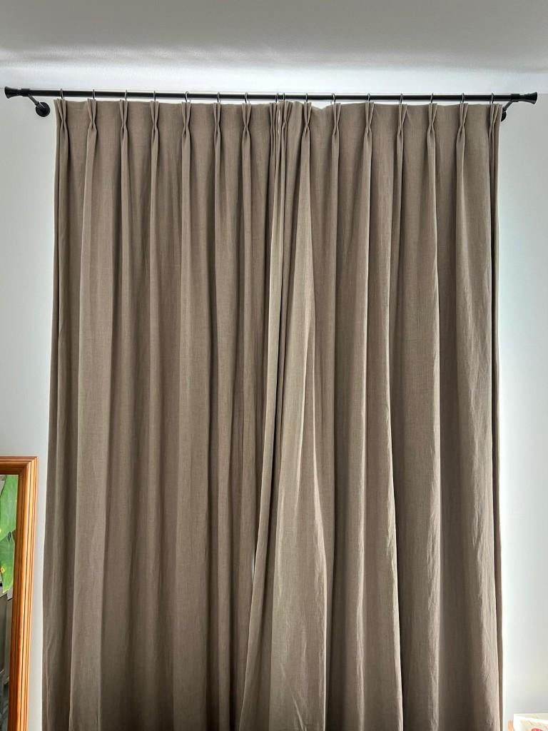 Zonwerend gordijn incl. roede, Ophalen, 100 tot 150 cm, 200 cm of meer, Beige