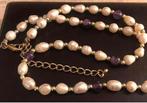 Zoetwaterparels Amethist Ketting Goud  Vintage, Sieraden, Tassen en Uiterlijk, Kettingen, Wit, Ophalen of Verzenden, Zo goed als nieuw
