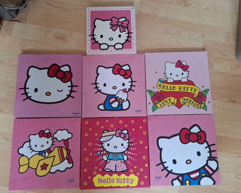 Hello Kitty Schilderijtjes - Set van 7, Ophalen, Gebruikt, Schilderij, Minder dan 50 cm