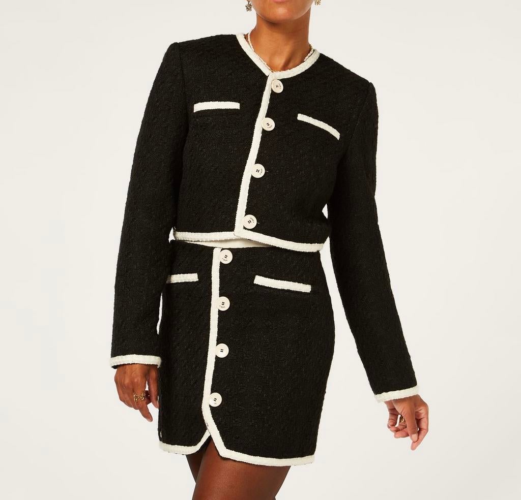 2 delig! Zwarte JoshV, Josh v Boucle blazer en rokje in M, Maat 38/40 (M), Kostuum of Pak, Zwart, Nieuw