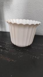 Vintage bloempot wit kunststof West-Germany, Kunststof, Rond, Ophalen of Verzenden, Zo goed als nieuw