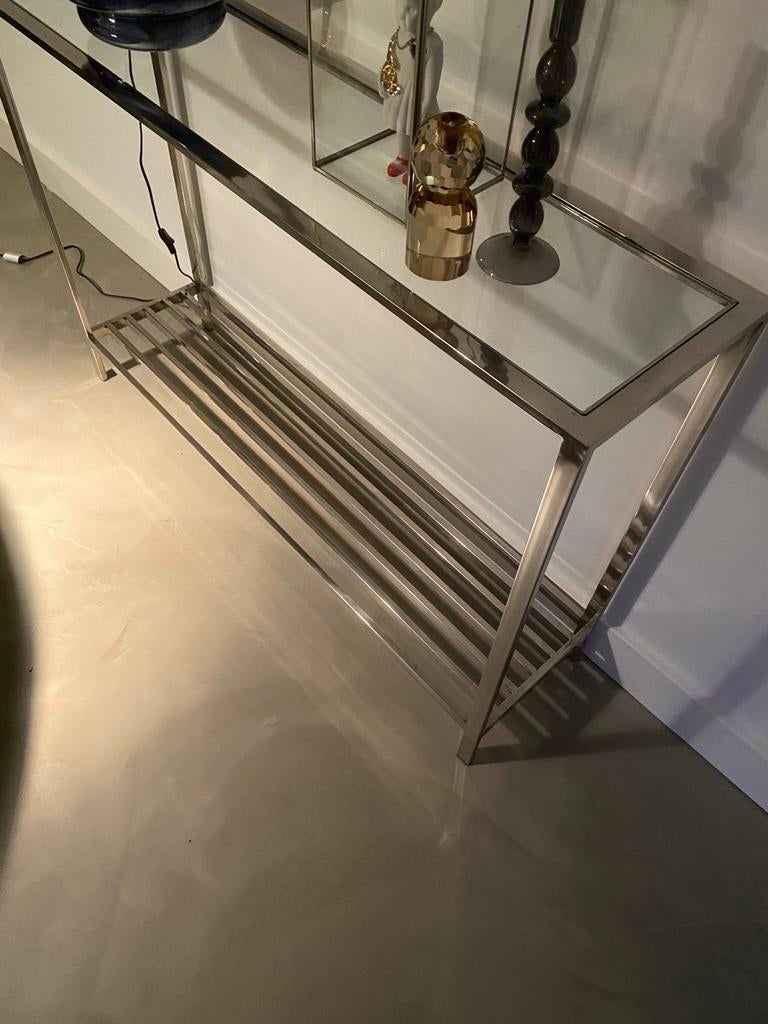 Sidetable chroom/glas, Ophalen of Verzenden, Zo goed als nieuw