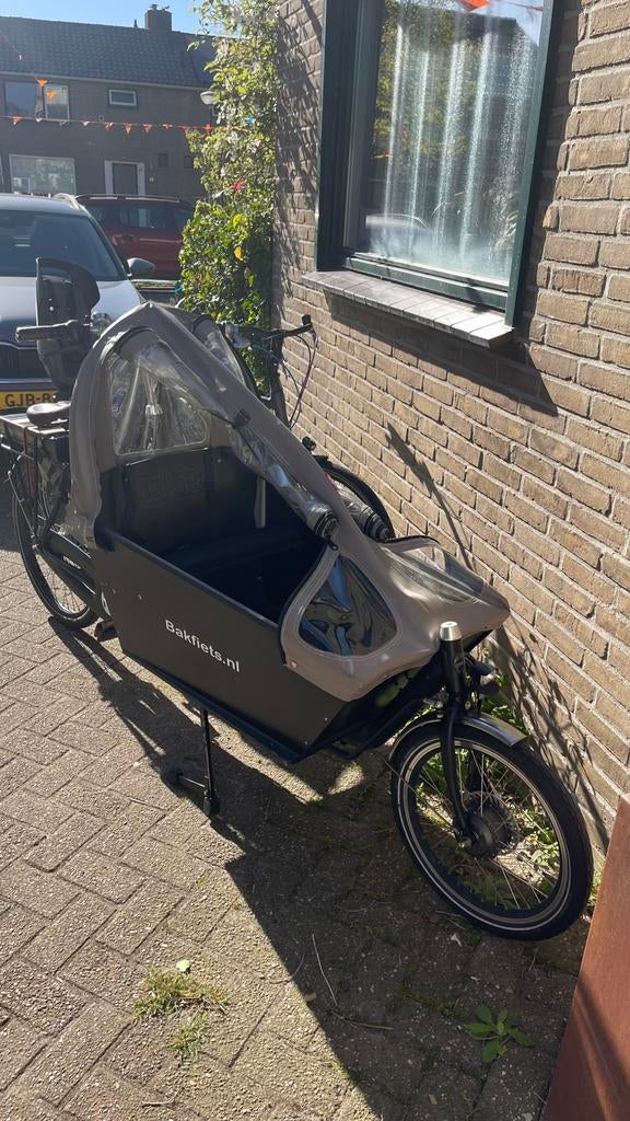 Bakfiets cargo long, Gebruikt, Huif, 2 kinderen, Ophalen