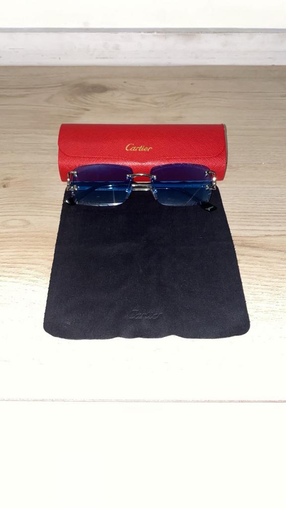 Cartier diamond cut zonnebril, Overige merken, Zonnebril, Blauw, Nieuw