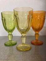3 Vintage Gekleurde Glazen van La Fabrik du Herisson, Ophalen of Verzenden