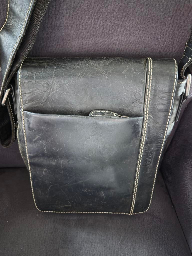 Arrigo Lederwaren schoudertas - Zwart leer, Overige merken, Zwart, Ophalen of Verzenden, Zo goed als nieuw