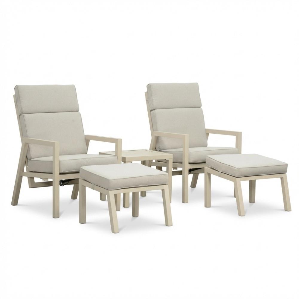 Oregon lounge balkonset/tuinset | beige | set van 2, Ophalen, Verstelbaar, Aluminium, Zo goed als nieuw