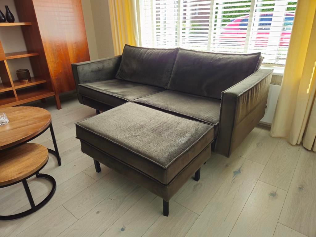 Woood Rodeo bank groen inclusief hocker in zeer nette staat, Ophalen, Zo goed als nieuw